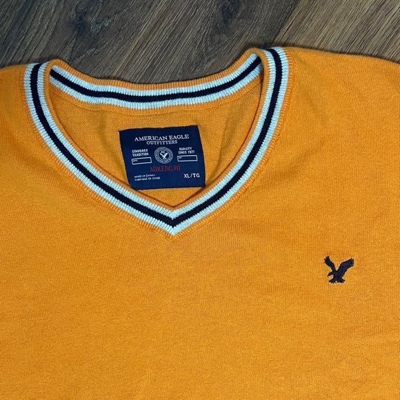 American Eagle Outfitters Papaya Orange V-Neck Sweater - Picture 2 of 10
